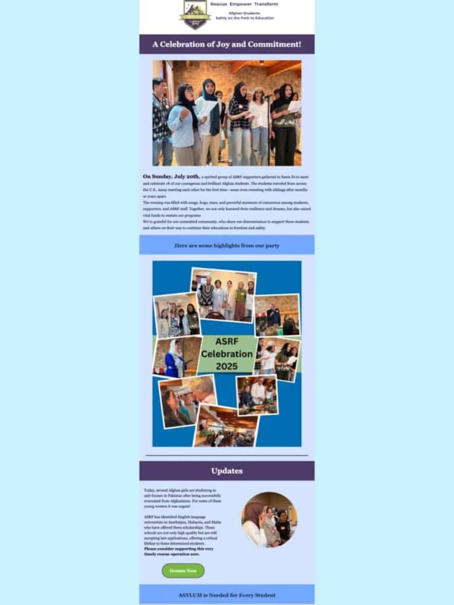 Cover of the ASRF newsletter: A Moving Celebration of Hope and Dreams
